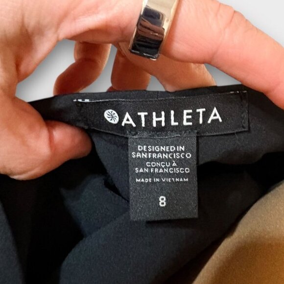 Athleta Savannah Strap Jumpsuit 8 Black V Neck Pockets Casual Travel Athleisure - Picture 8 of 11